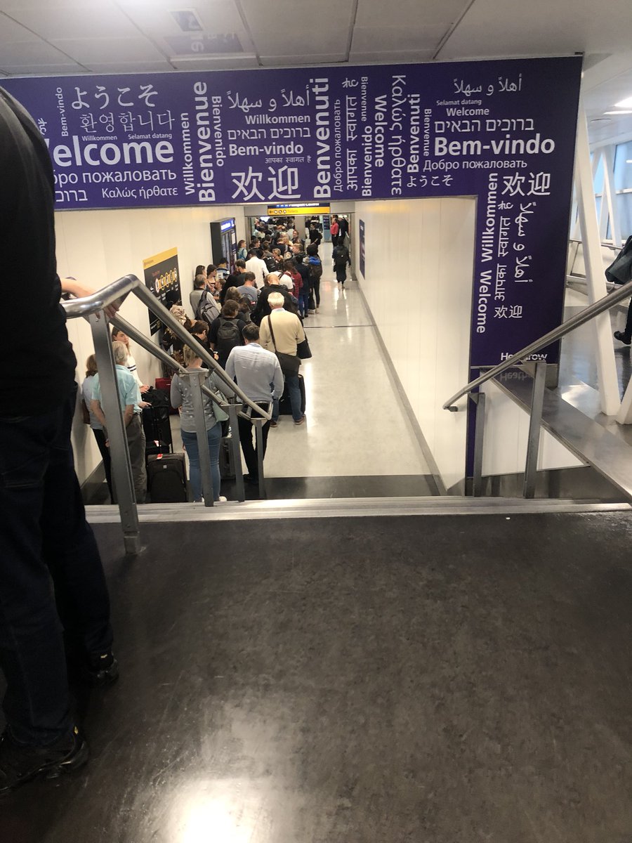 benryall's tweet photo. @HeathrowAirport What’s going on at T3 this morning? Welcomed back to this... https://t.co/VlVEpQ1fNq