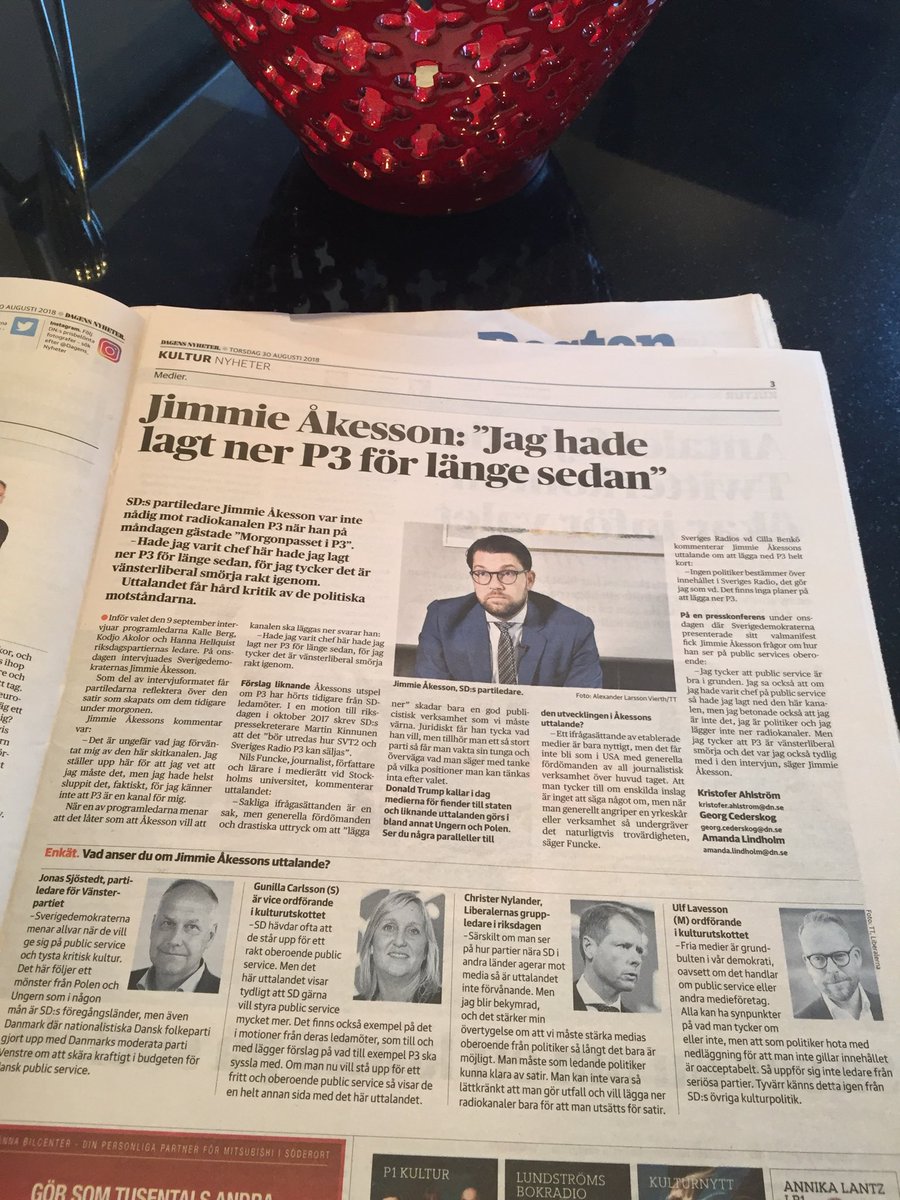 SD visar sitt rätta ansikte.
Läs övriga partiers kommentarer. Viktigt på valdagen.
”Det stärker min övertygelse om att vi måste stärka medias oberoende från politiker. #christernylander (L) ⁦<a href="/dagensnyheter/">Dagens Nyheter</a>⁩