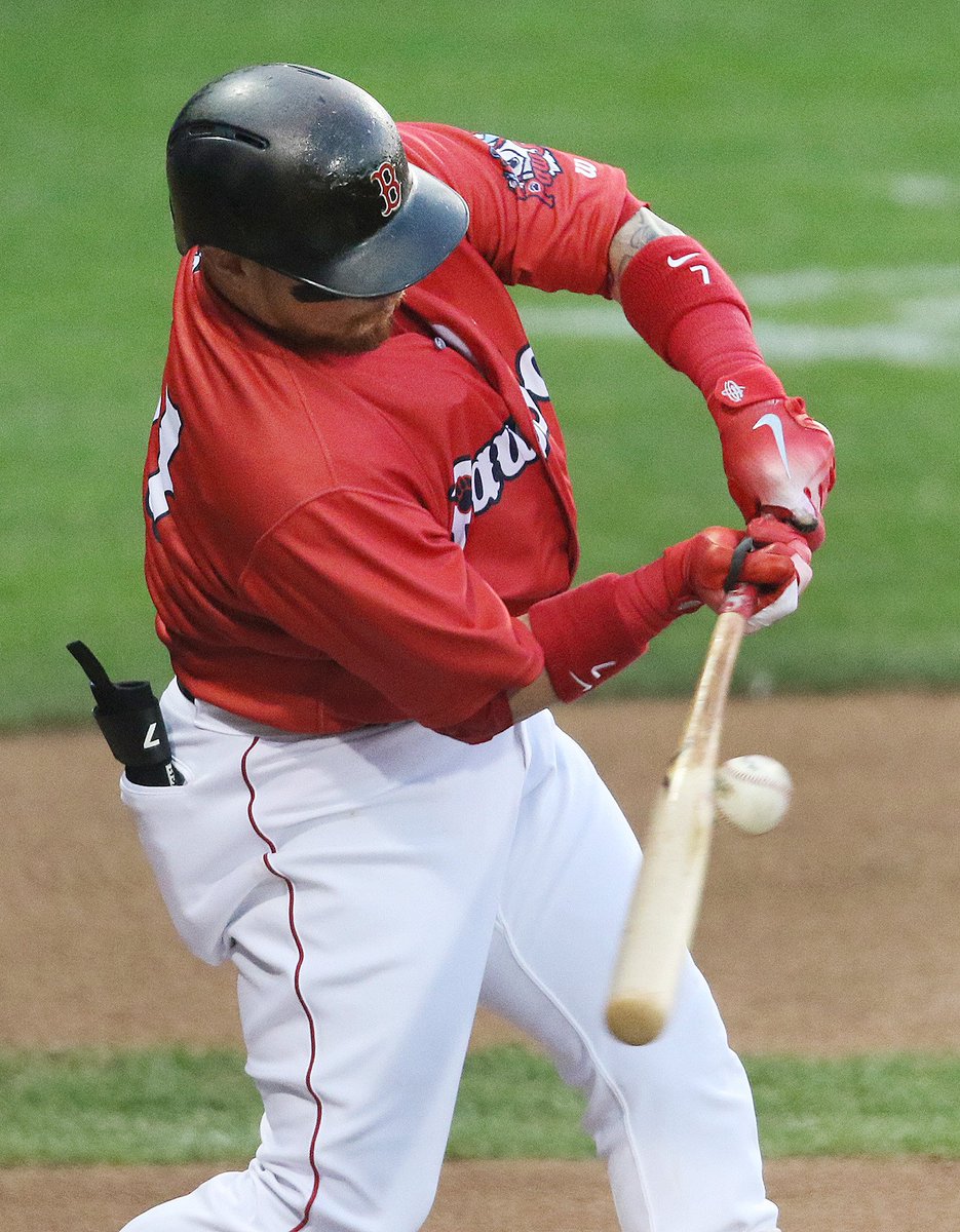 Christian Vazquez drives in Raphael Devers with a single in the first inning to help the PawSox defeat Lehigh Valley 5-3 at McCoy Stadium. <a href="/projo/">Providence Journal</a> <a href="/ProjoPhoto/">Journal Photos</a> <a href="/PawSox/">Pawtucket Red Sox</a>
