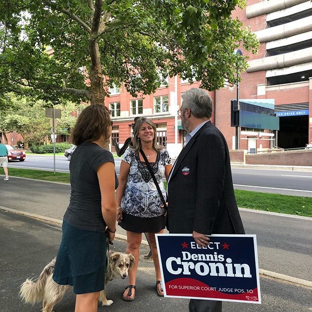 CroninForJudge's tweet photo. Dennis enjoyed spending time at the park today meeting with old friends and making new.  The Cronin Crew and Dennis will be at the booth throughout the weekend so please stop by to say hello and chat awhile!
#CroninCrew https://t.co/oZuIs63bct https://t.co/J0yrumOGLv