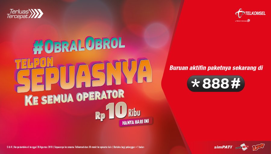 TselDigiLife's tweet photo. Yuk, aktifkan paket #ObralObrol di *888# khusus untuk kamu yang suka ngobrol via telepon dengan kerabat atau teman tersayang! Dapatkan segera hanya hari ini dan nikmati telepon sepuasnya ya, Telkomsel Friends! https://t.co/jU9n2uv4FB