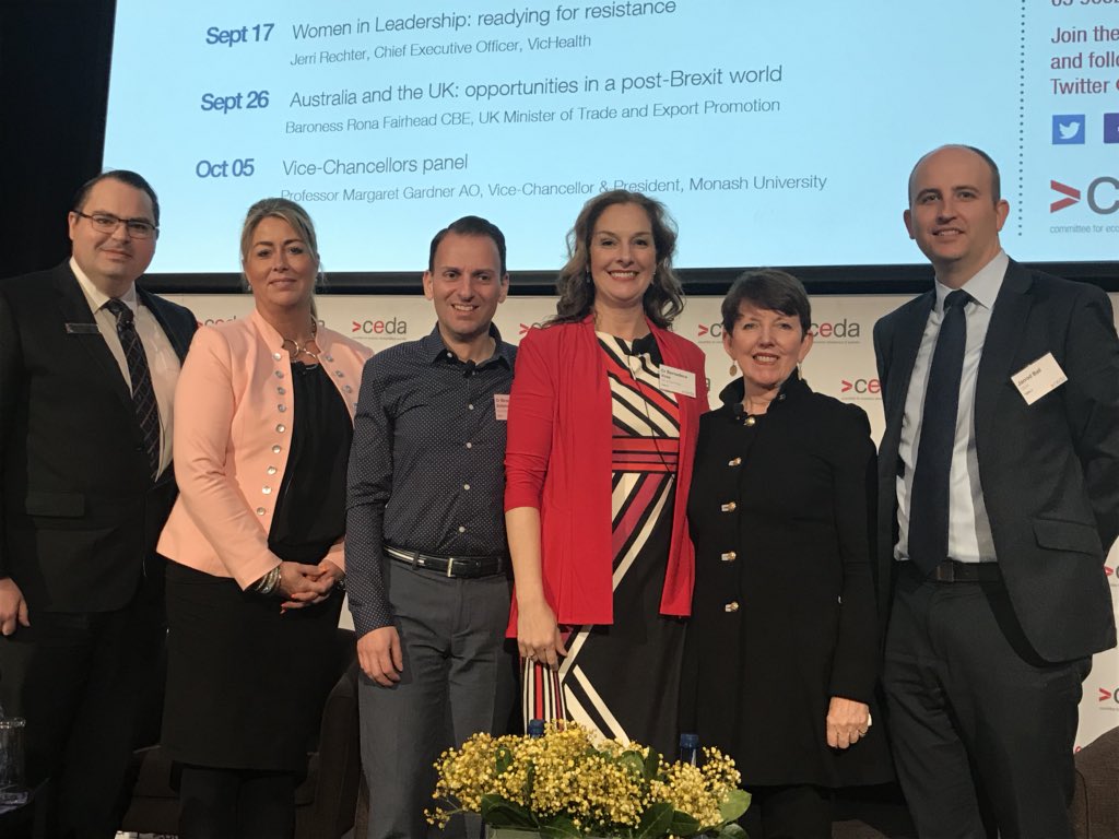 cityportphillip's tweet photo. Fab to be talking about Melbourne priorities &amp; how we can realise our vision. Focused primarily around growth challenges. @ceda_news lunch with #MayorsPanel led by @billiegc with cities of Whitehorse, Maroondah, Stonnington and Port Phillip #MayorCoPP  @bernadenevoss https://t.co/z4r1IUrnEW