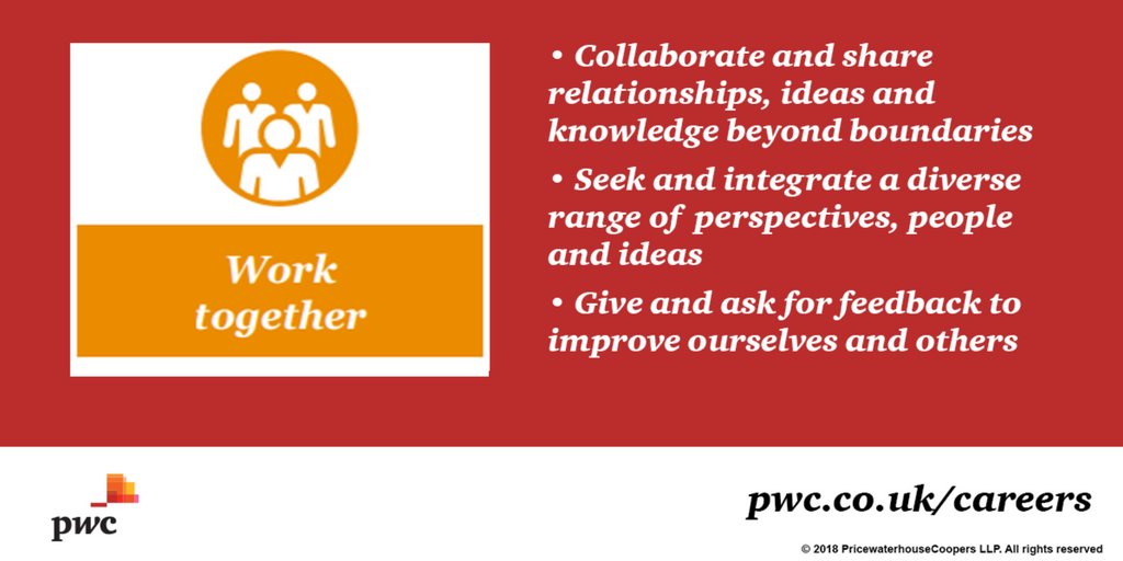 PwC_UK_Careers's tweet image. Read a little bit more about today&apos;s value, work together.

If you&apos;d like to work at @PwC_UK, view our careers site here: bit.ly/2N0JGzx

#PwCvalues #careersatPwC #workatPwC #PwC #careers