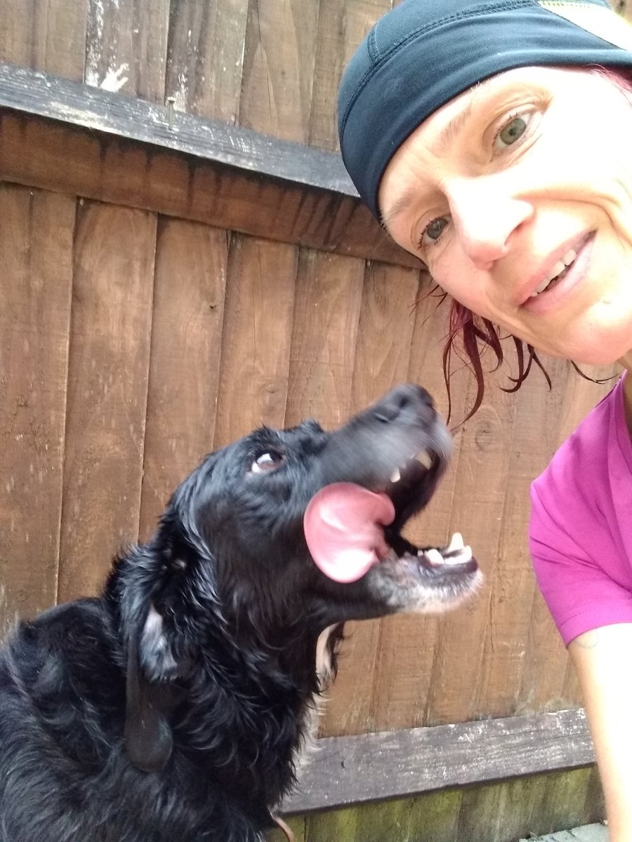 DrCPettingerRD's tweet photo. A run (&amp;river swim) is not quite the same without a pooch! Pre-work activity #AHPsActive #AHPactivechallenge https://t.co/84vvWfCmXx