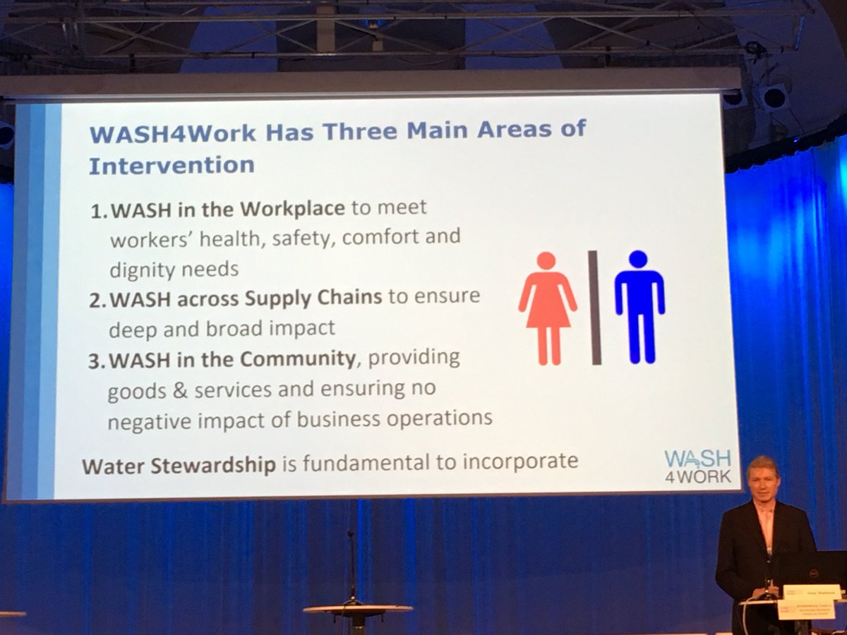 SHFund__'s tweet photo. At #WASH4Work session at #WWWeek, Guy Hutton of @UNICEF talks about how benefits of water, sanitation and hygiene by employers extend beyond factory fences, to communities and supply chains. #sdg6 #sdg8 https://t.co/u9FlfNOV2Q
