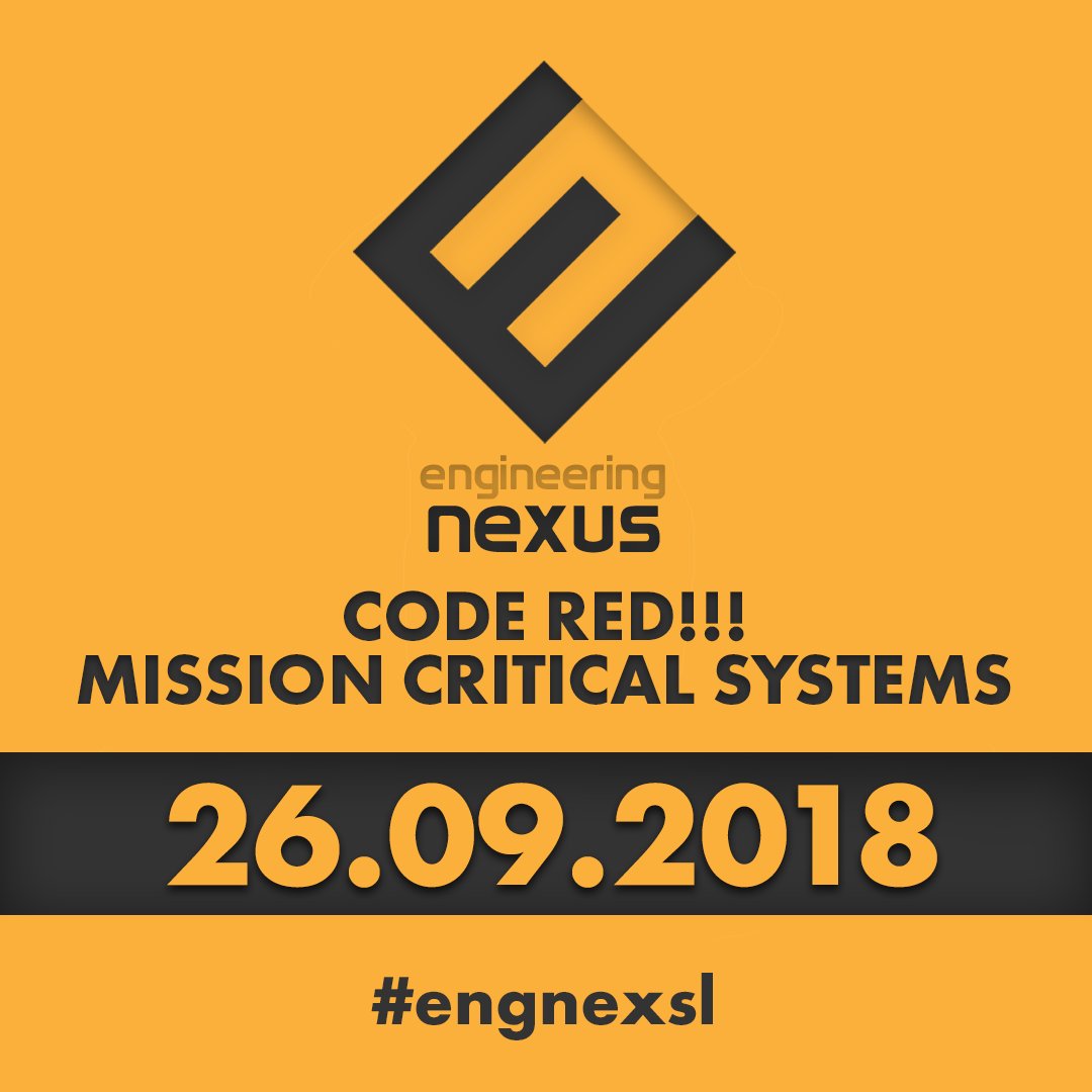 syscolabssl's tweet photo. The third Engineering Nexus will be happening on the 26th of September! This time, we'll focus on working with Mission Critical Systems - what it takes to design, manage, and maintain systems that need to never fail because businesses depend on them. #engnexsl #SaveTheDate https://t.co/PyEaHsJvmV