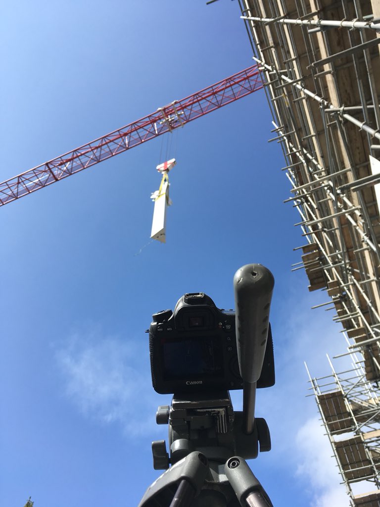 TomDeadline's tweet photo. Fun day filming, (and lots of waiting for) steel beams being lifted into place at the @sheffielduni Mappin Building for @IRVconstruction @Lucycooper82 #construction #Sheffield https://t.co/GYFZaHZPXp