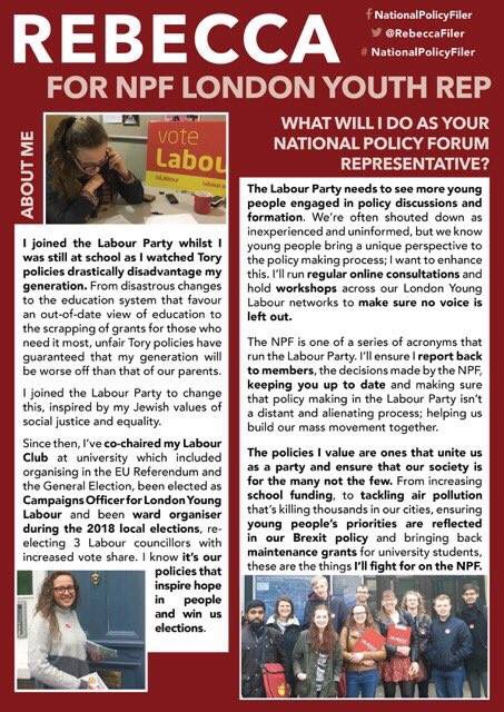 RebeccaFiler's tweet photo. 🚨🚨Voting for #LabourNPF closes at noon today so make sure you’ve voted to make it #NationalPolicyFiler! 🚨🚨 https://t.co/c9doVvSBd4