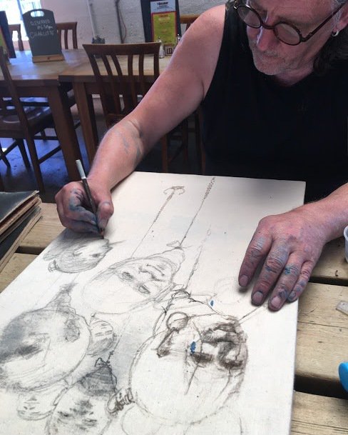Sketching at the Bocabar for my SketcheS show which runs until 9th September at the Bocabar, Paintworks, Bath Road, Arnos Vale, Bristol BS4 3EH. To read more go to the_Kane.Gallery. Photography courtesy of Harry @ It'sJust.ART . #exhibition #art #sketch