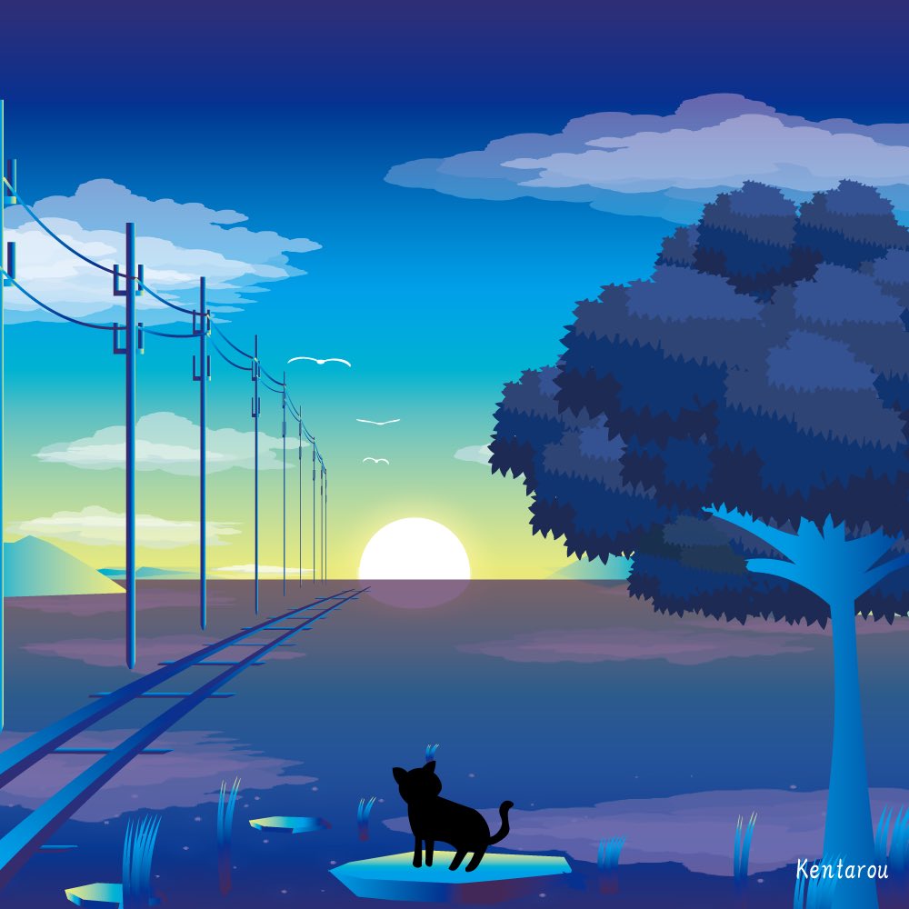 Kentarouお絵かき 碧空 猫ちゃんのいる風景画描きました イラスト 猫 風景画 T Co Oedvtwavvi Twitter