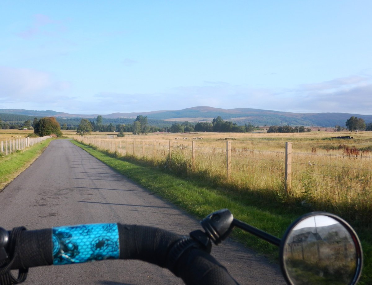 PeteCrane5's tweet photo. Beautiful morning in #Cairngorms so took one of the long ways on my #CycletoWork - mountain views, native woodland, #RiverSpey and even a distillery. Great start to the day. https://t.co/kAHf6xwtCa