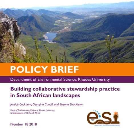 We've just published a policy brief on my #PhD research on "Building collaborative stewardship practice in South African landscapes" ru.ac.za/media/rhodesun… #thinklandscape #environmentalstewardship @GeorginaCundil1 @vamasterson <a href="/MichaelSchoon1/">Michael Schoon</a> <a href="/salexander_11/">Steven M Alexander</a> @n_sitas <a href="/mariateng/">Maria Tengö</a>