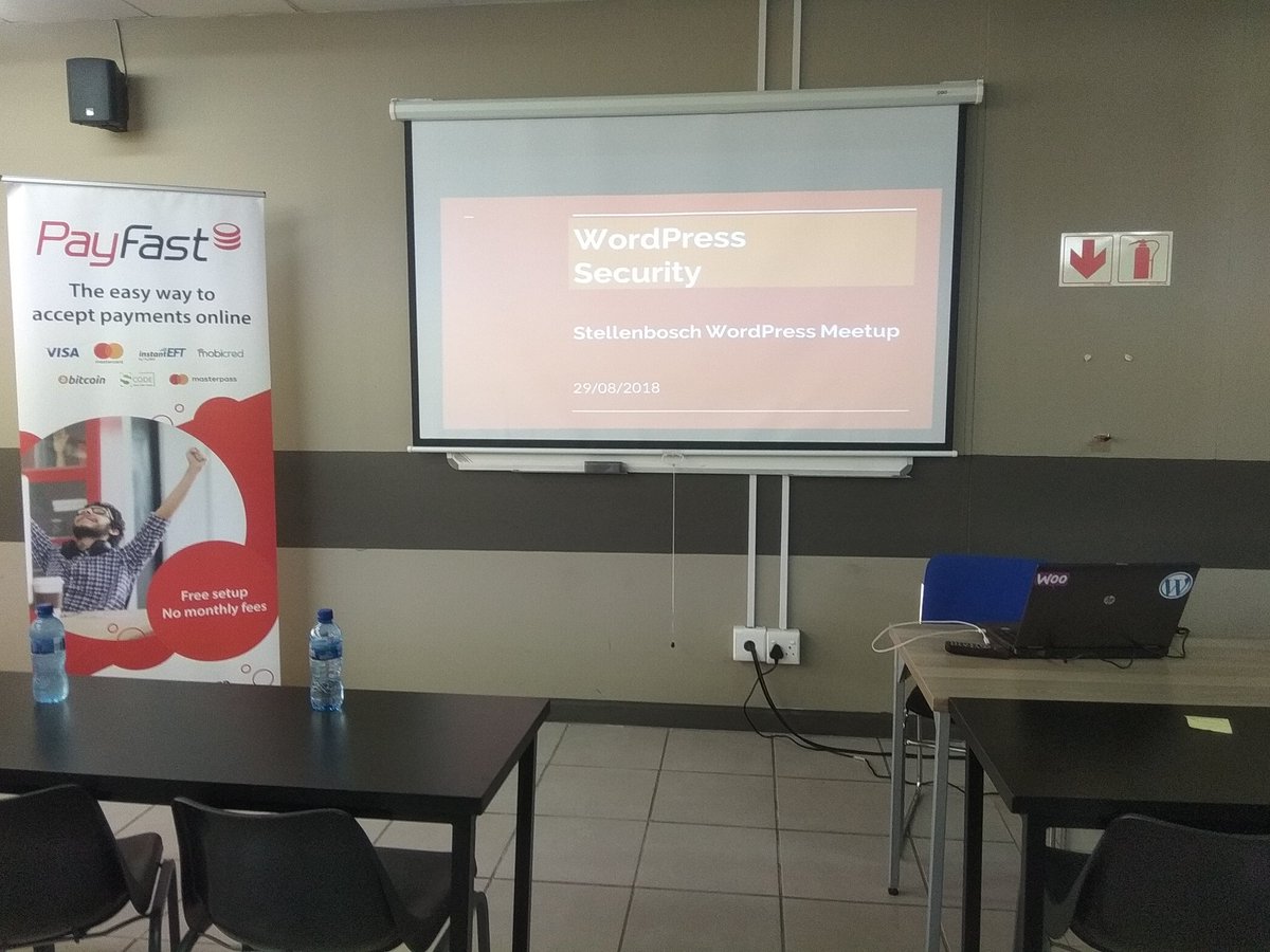 WPStellenbosch's tweet image. Last night&apos;s meetup talking about WordPress Security