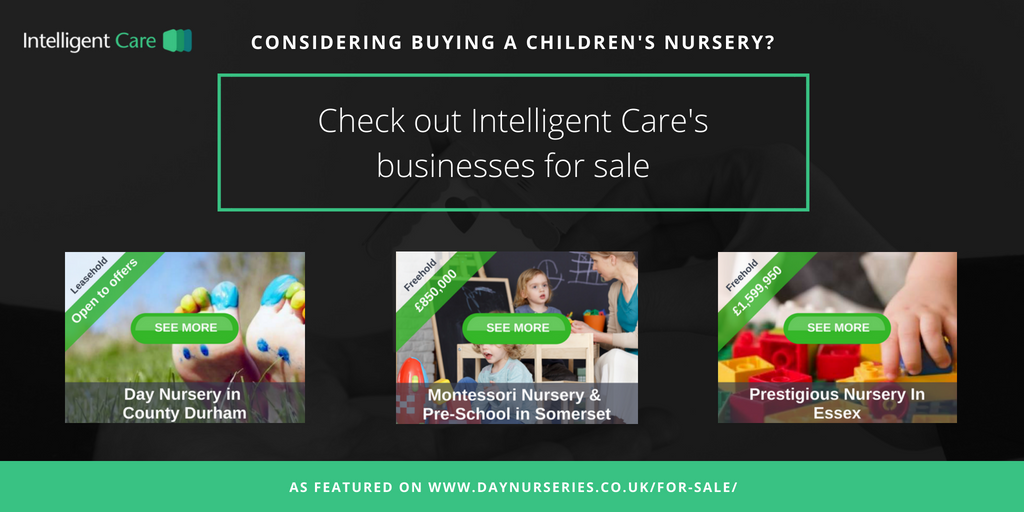 Considering buying a #nursery? Get in touch with Intelligent Care with your requirements and we will help find the right business for you! Call 0800 470 2170 or email enquiries@intelligentcarebrokers.co.uk #childcare