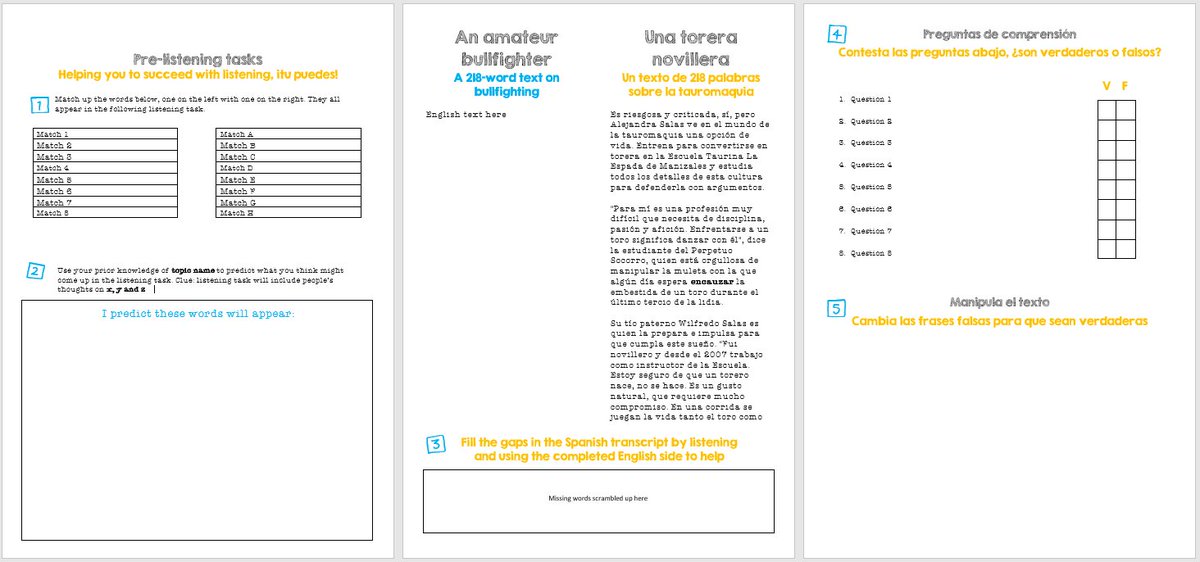 OllieMFL's tweet photo. Back to reading The Language Teacher Toolkit by @gianfrancocont9, I'm hoping to strengthen listening tasks by using a template (unfinished in pic) that can be easily amended with pre/during/post tasks. Is there anything missing that works well with #mfltwitterati? 🇪🇸 https://t.co/PrlHzG208p