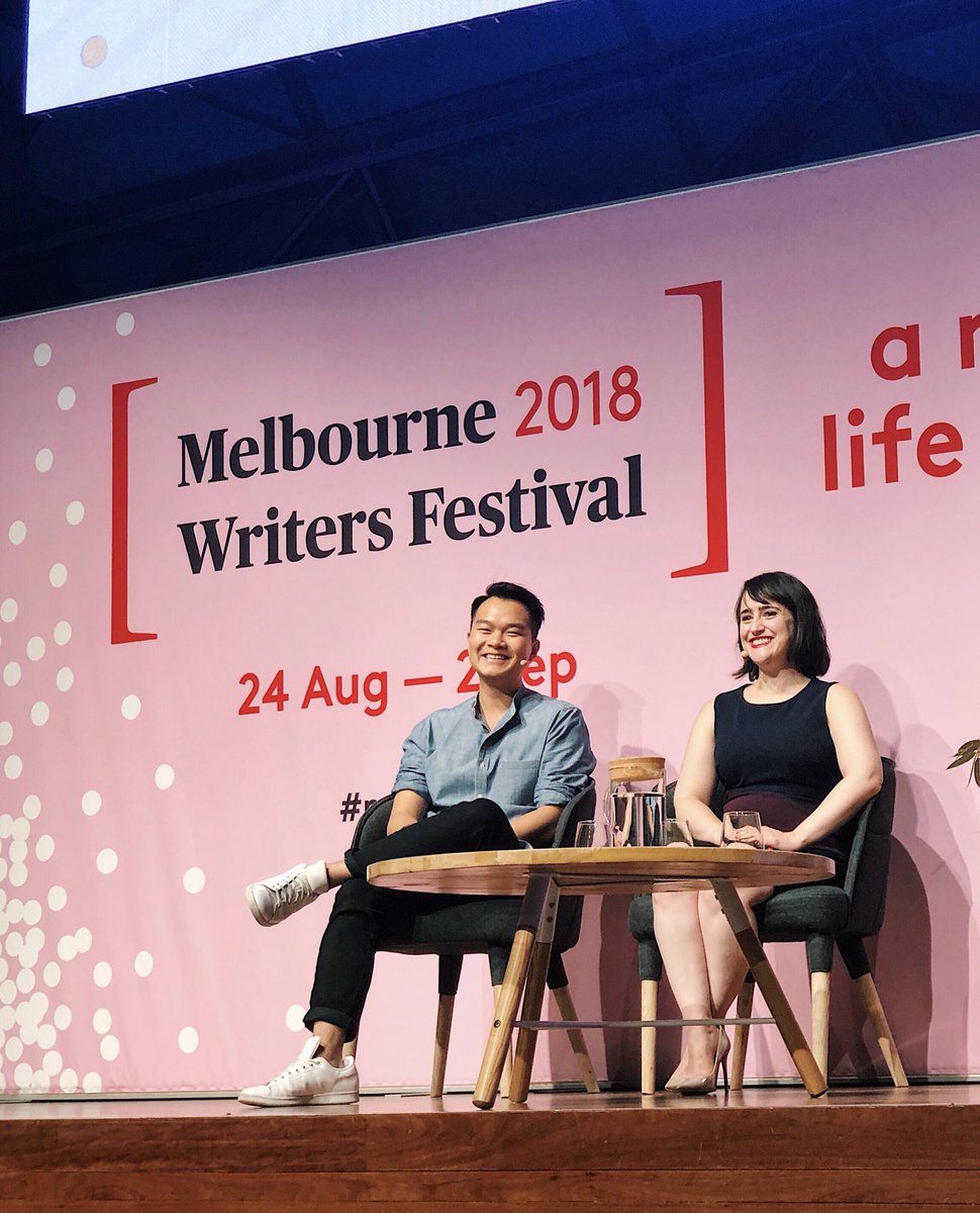 katepatto's tweet image. All smiles tonight with @jonnysun + @MaraWilson at @MelbWritersFest 😊 #MWF18