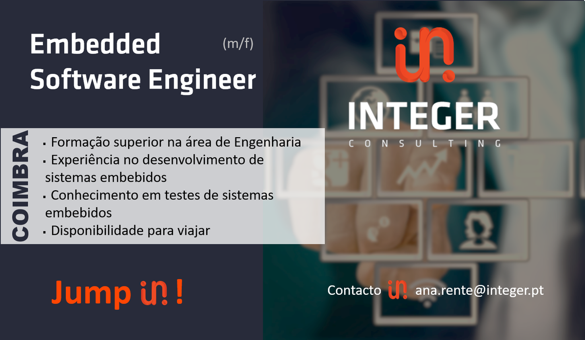 integer_consult's tweet photo. Hiring! Embedded software engineer, Coimbra, JUMP IN! ana.rente@integer.pt  💼#integerconsulting #ITjobs #Coimbra #informatica #engenharia #developerjob #embedded #SoftwareEngineer https://t.co/pGYt1p0NsB