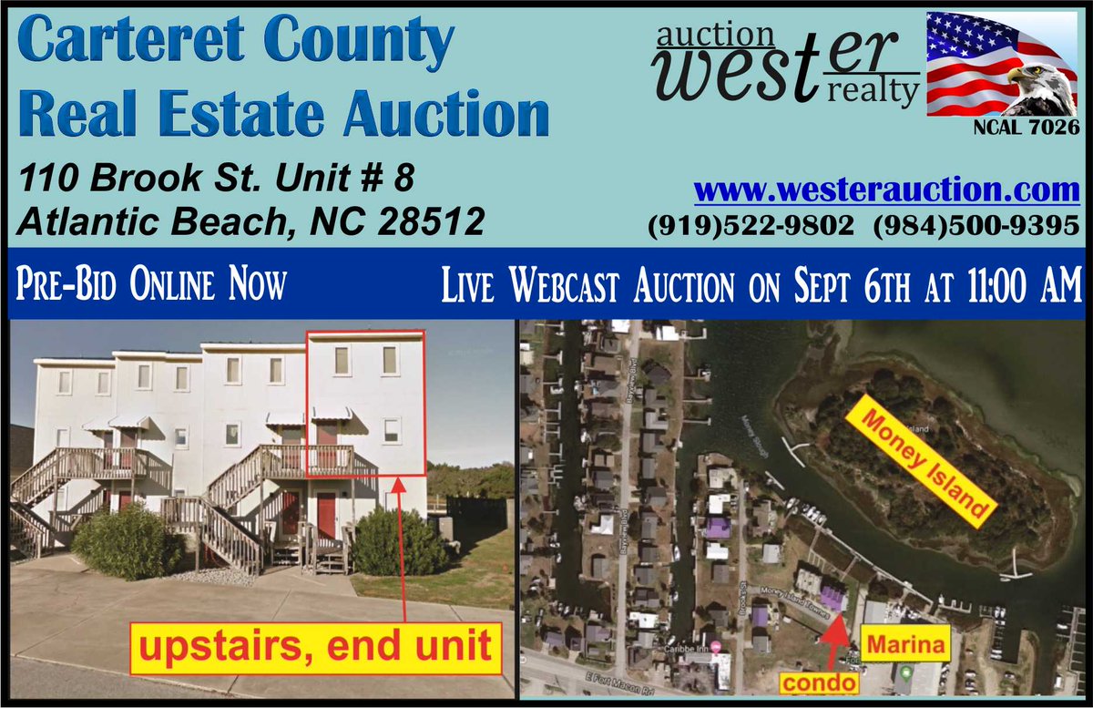 ncauctions's tweet photo. Beach Condo up for Auction! Atlantic Beach, NC. Pre-bid online now. Live Webcast Auction on Sept 6th at 11AM. Visit https://t.co/Bgr1xjp7EY for details. Or call 919-522-9802 or 984-500-9395. #auction #ncauctions #realestate #realtor #realestateagent #realestateinvestor #beach https://t.co/SkpSufYByZ