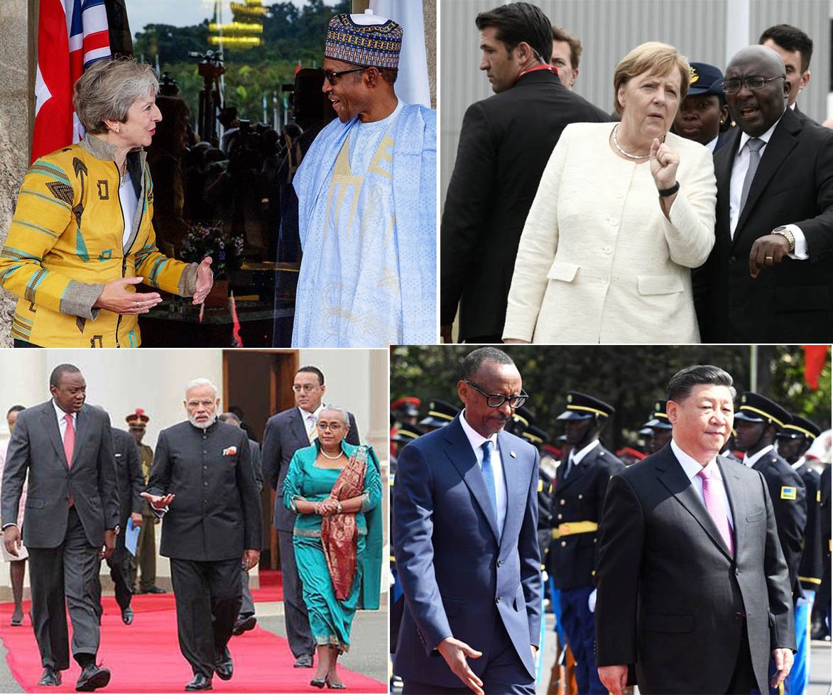 cobbo3's tweet image. ALL ROADS LEAD TO AFRICA: Germany's Angela Merkel in 3-nation West Africa trip 2 Ghana, Senegal, Nigeria. UK PM Theresa May ending tour that took her to SA, Nigeria, Kenya. France’s Macron, India’s Narendra Modi, China’s  Xi Jinping were all here the other day. Smell the coffee?