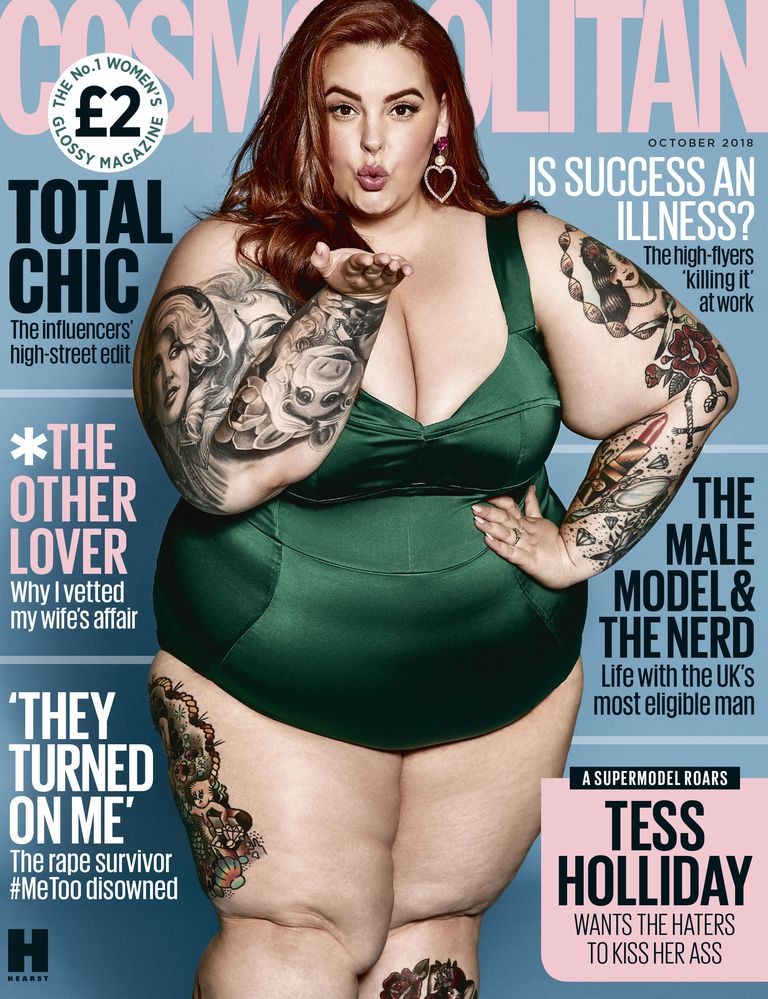 CosmopolitanUK's tweet photo. .@TessHolliday is our October cover star! She opens up about her mental health, lack of diversity in the industry, and how she finally came to love herself 
 https://t.co/KWnIFvvGO3 https://t.co/ymbivWdanZ