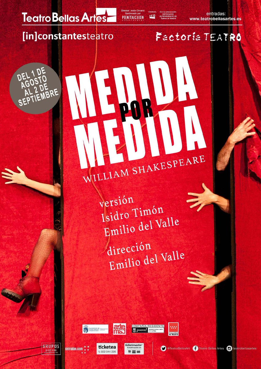 XMedida's tweet photo. Solo nos quedan 4 funciones. Ooooooh... Pero tienes tiempo para verla y reírte y pensar con esta #comedia sobre sexo, hipocresía, abuso y venganza. Puedes comprar tus entradas en @entradas @ticketea @atrapalo y la página del @TeatroBellasArt 
@TeatroFactoria @inconstantesT https://t.co/FShTYvcbcF