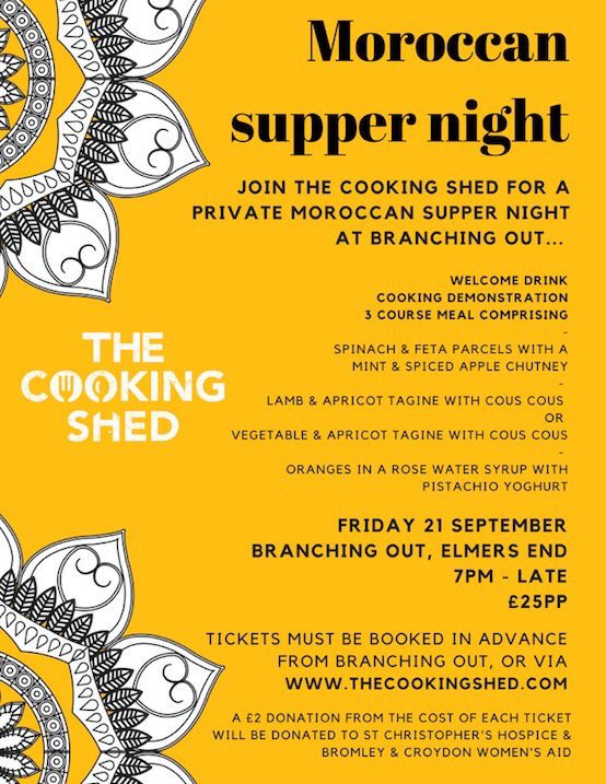 Join us on Friday 21 Sept for a memorable evening of food, fun and friends as the wonderful <a href="/thecookingshed/">The Cooking Shed</a> takes over to deliver a Moroccan inspired supper night..Tickets must be booked in advance bit.ly/2N4TYeM

#beckenham #supperclub #br3 #moroccanfood #nightout