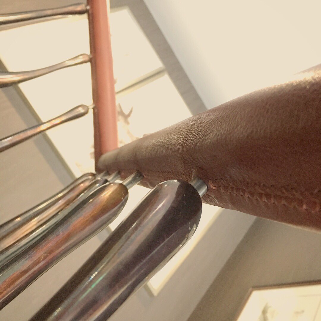 It’s not all belts and card cases round here. We were asked to make a leather hand rail for the recently opened Fence Gate Lodge. Padded with neoprene foam for a luxurious feel and wrapped with leather from @yarwoodleather. Finished of with baseball stitching using ritza tread.