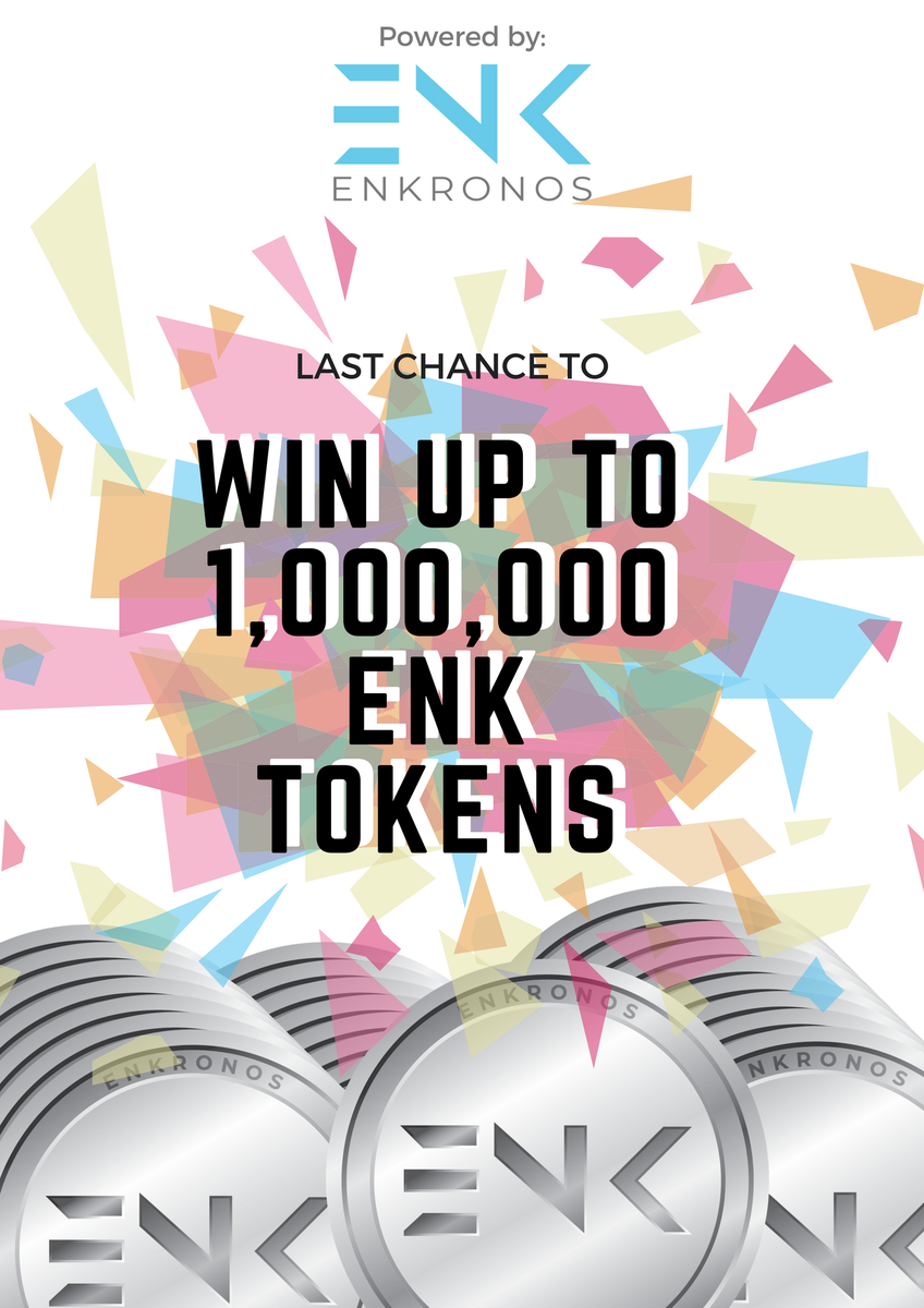enkronos's tweet image. #FACEBOOK PARTICIPATION CONTEST
Your last chance to win up to 1,000,000 ENK tokens before #Enkronos #ICO #Crowdsale
You have time until 17. September 2018!
Participate with your #Facebook account -&amp;gt; enk-tokens.yourgamify.com
#AR #AI #IoT #blockchain #TGE #tokens #TokenSale