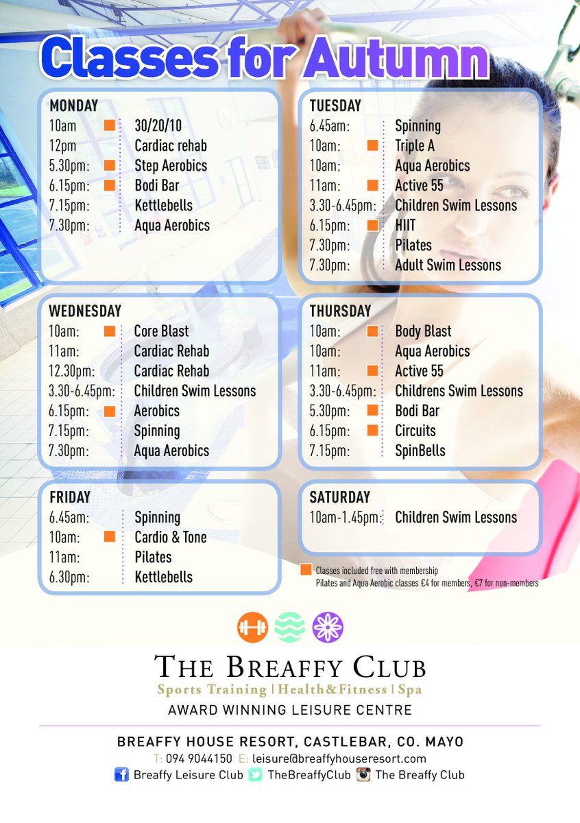 It's time to get back to normality, this is our new class schedule for the next 8 weeks, contact us on 094 9044150 for further information. #fitness #classes #normality #health #swimming #gym