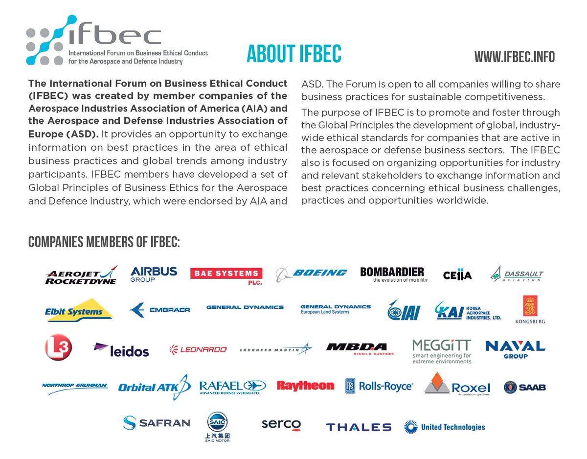 GifasOfficiel's tweet image. Le #GIFAS accueille à #Paris la conférence annuelle de l'#IFBEC - 1⃣4⃣- 1⃣5⃣novembre 2018 - @AirbusGroupInc @Dassault_OnAir @byMBDA @Meggittglobal #Roxel @SAFRAN @thalesgroup #aéronautique #défense #espace #sécurité #éthique gifas.asso.fr/content/actual…