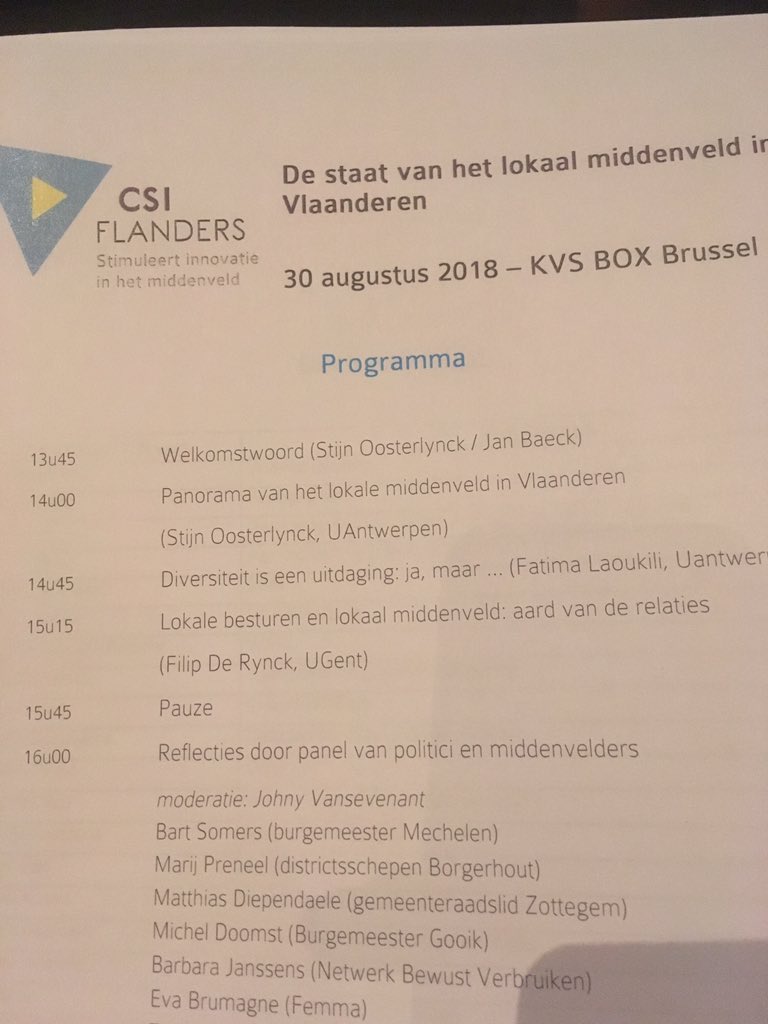 HansCools3's tweet photo. Boeiende middag voor de boeg! Staat van het #lokaal #middenveld in Vlaanderen! Met @CSIFlanders #CSIFlanders https://t.co/WMaS3RM1LY