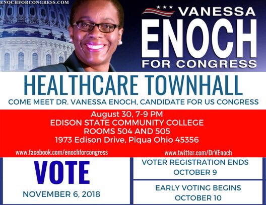 DrVEnoch's tweet photo. Join me tonight for a healthcare tonwhall at Edison State Community College in Piqua, Ohio! #OH08 https://t.co/IEigtqgRZl