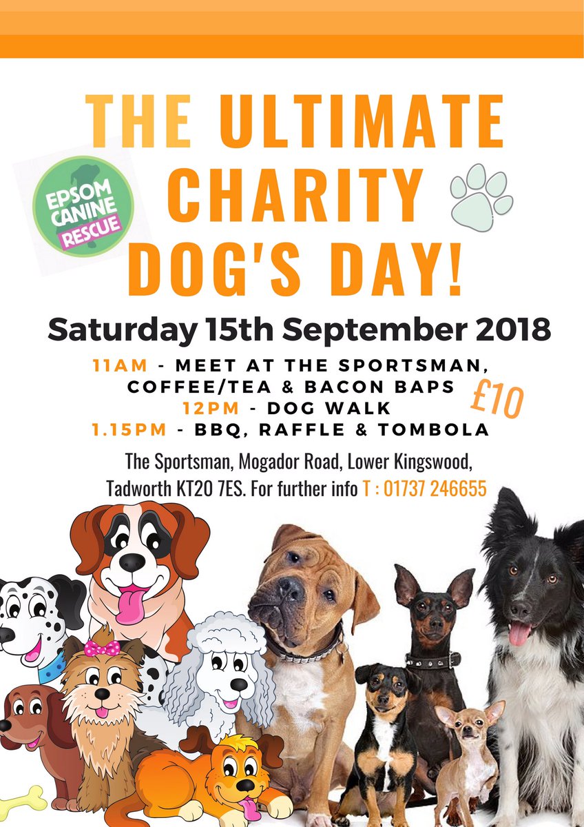 Sportsman_TWS's tweet image. Dog's Day is back!! 🐶 Join us on Saturday 15th September to support Epsom Canine Rescue - Dogs Needing Homes. 

Great fun guaranteed and everybody welcome! #dogsday #doglovers #furryfriends #dogfriendlypub
