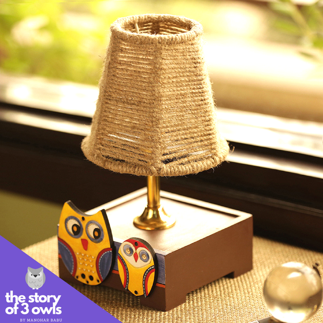 exclusivelane's tweet photo. {New Collection}

Illuminate your home with our new 'The Jute Shade' Twin Owl Motifs Table Lamp handcrafted in Jute and Pinewood, by Manohar Babu and his team at Rs.1895 only!

To order, visit https://t.co/LMg2zgfgnZ https://t.co/fTmEOny6ne