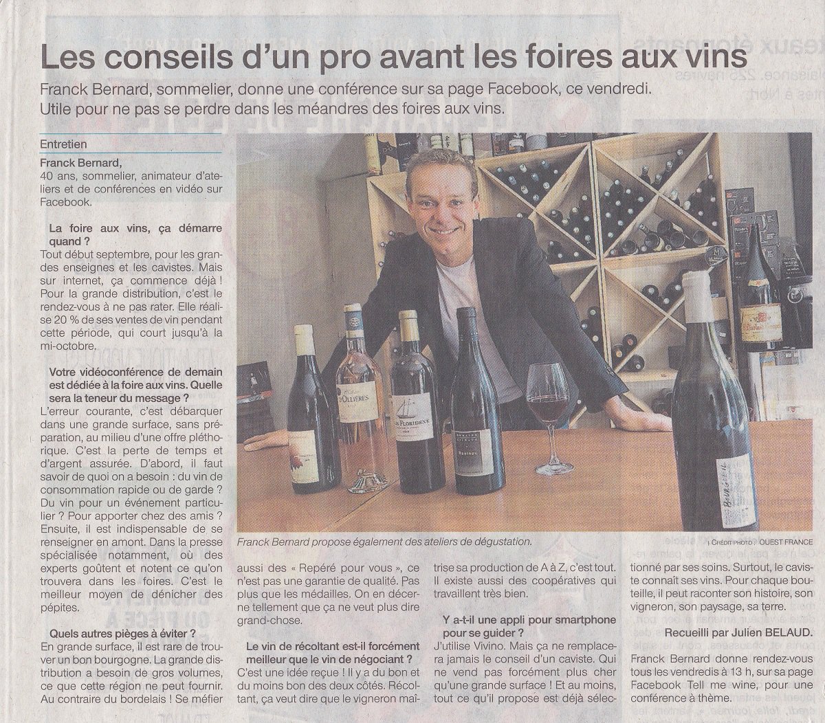 TellWine's tweet photo. Merci à @OuestFrance  pour cet article 
🔥 Demain vendredi à 13h00 en direct la page Facebook de Tell me Wine : LIVE sur les Foires aux Vins : Comment bien acheter et éviter les pièges ?
https://t.co/ckIjSzd70l 
A demain mes p'tits bouchons. https://t.co/bwHZnICzWU
