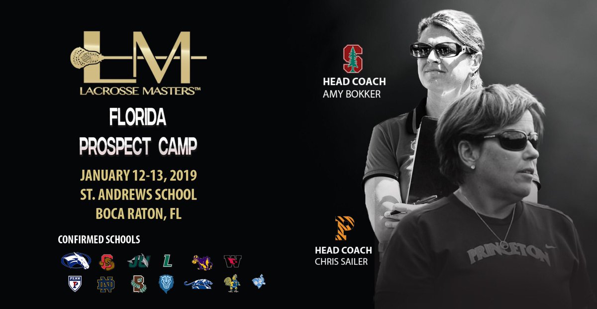 LaxMasters's tweet image. 6th Annual Florida Girls Prospect Camp 15 World Class Coaches  Today we highlight @princetonwlax Head Coach @CoachSailer &amp;amp; @StanfordWLax Head Coach @AmyBokker LacrosseMasters.com for all details #Florida #BocaRaton #getoutofthecold