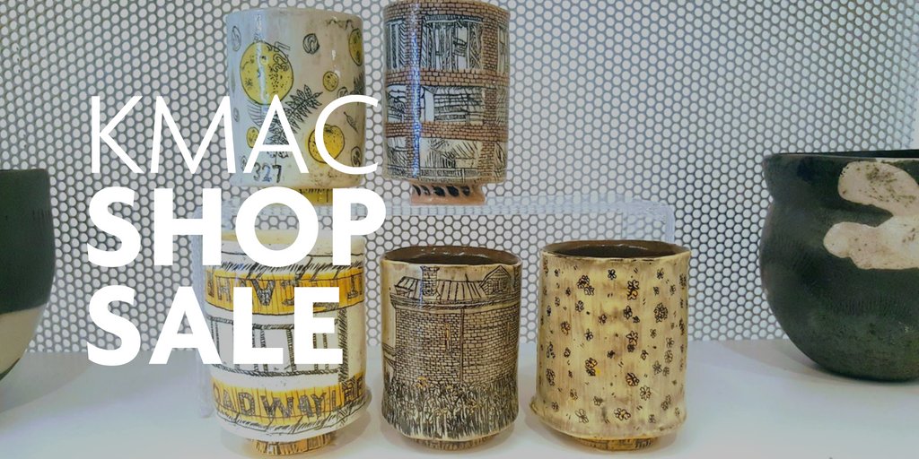KMACMuseum's tweet photo. A rare #KMACShop sale starts today and runs through Saturday. Everything is discounted, including these gorgeous cups from local ceramicist Autumn Lindsey, who describes her work as "inspired by urban decay." #shoplocallou #curatedgifts #functionalart https://t.co/YqE2QnOiyp