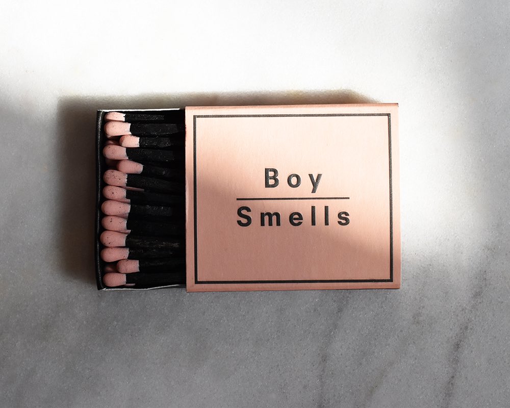 PU. Boy Smells candles are back in stock thestell.com/boy-smells matches are on us when you purchase a candle, use code MATCHES