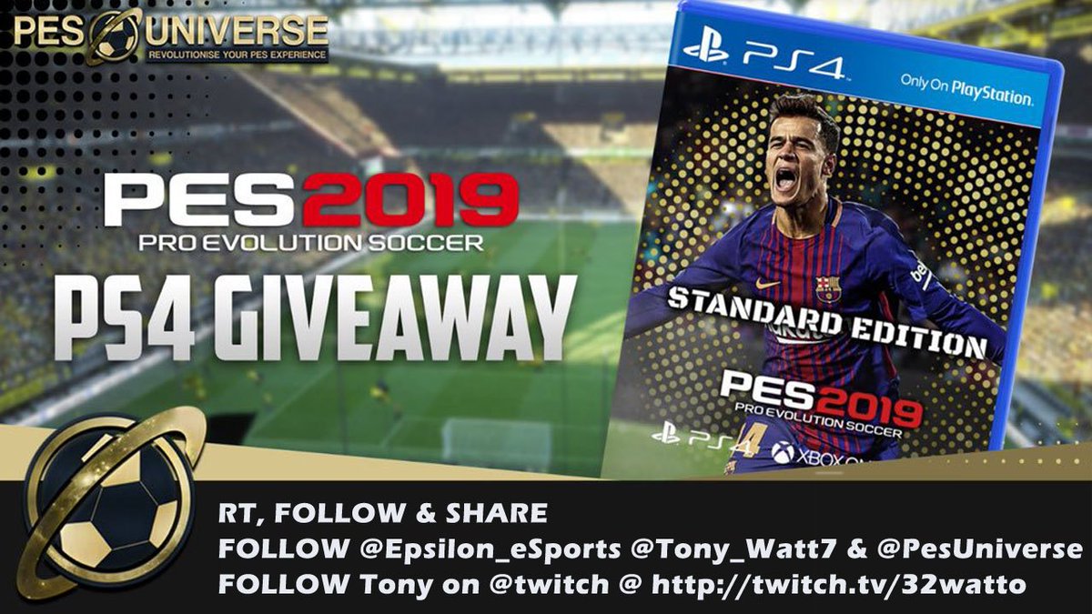 PesUniverse's tweet photo. We've teamed up with @Tony_Watt7  for an epic giveaway of  a digital copy of #PES2019 &amp; to enter, simply: 

🔥 RT, SHARE &amp; COMMENT #pes2019 
❗️ Follow @Epsilon_eSports @Tony_Watt7 &amp; @PesUniverse 
📸 Follow Tony on @twitch @ https://t.co/frICG8EhHN https://t.co/hPIPg04HoM