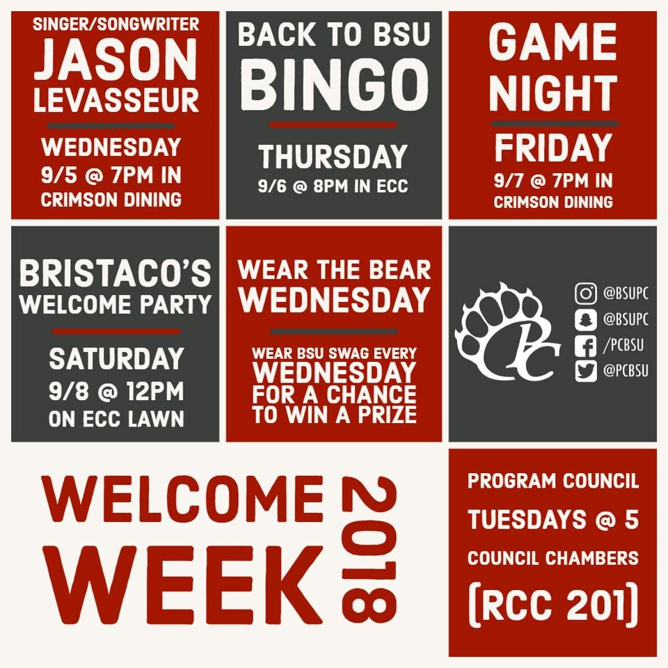 Phi_Pi_Delta's tweet photo. Looking to get involved at @BridgeStateU this semester? A great way to start is #WelcomeWeek! Keep an eye out for us at these events to learn about Phi Pi Delta and BSU Greek Life.
#bsulife https://t.co/TCdEKDebr8