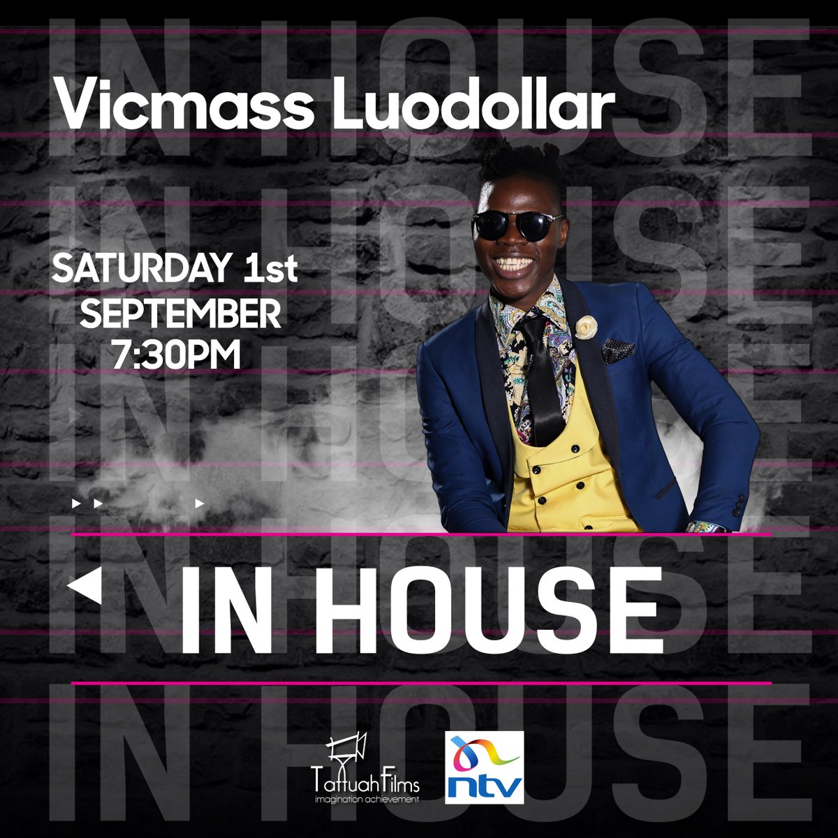InhouseAfrica's tweet photo. Two more days to go to the seventh episode of In House featuring @luodollar only on @ntvkenya @MisikoAndere
Saturday 1st September at 7:30pm
#InHouse
#Music
#MyWeekendPlan https://t.co/x10BkcsDIj