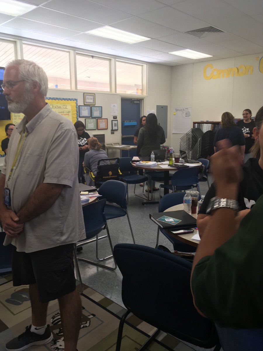 WPE_principal's tweet photo. West Putnam educators shared one of their favorite teaching moments during yesterday’s staff meeting. #wpeaglesrock https://t.co/PZ2LYmCH7x