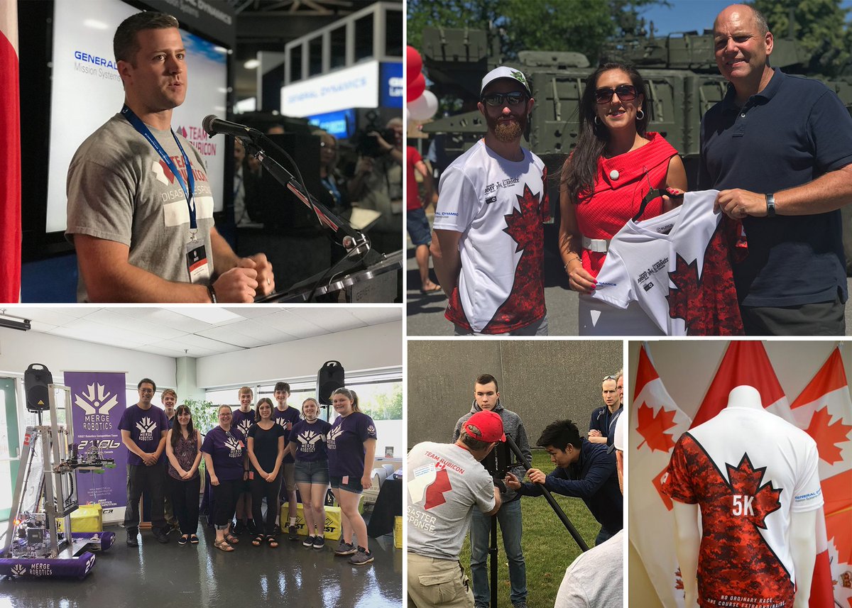 GDMS_C's tweet photo. As summer comes to an end, we want to share some summer #throwbacks. Our highlights include: announcing our support to @TeamRubiconCAN at #CANSEC18, @frc2706's demonstration of their 2018 robot, and unveiling the 2018 5K shirt at our @CanadaArmyRun registration & volunteer event. https://t.co/3xWhSUVBBS