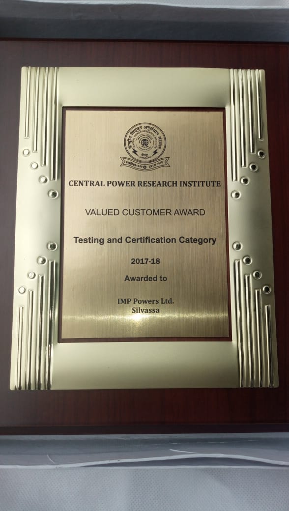 AadityaDhoot's tweet photo. It gives us immense pleasure to INFORM that IMP POWERS has recd the most valued customer award for 17-18 from CPRI.
THIS is the 3rd time we have recd &amp; second consecutive year in running. This prestigious Award Shows our consistent quality at the highest level. https://t.co/7HB44980yD
