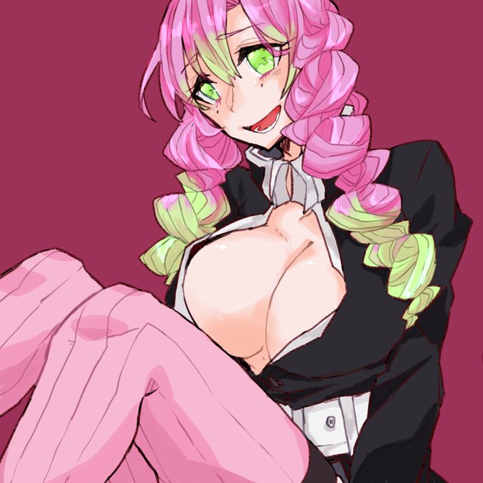 一花さんがTwitterに投稿した甘露寺蜜璃(鬼滅の刃)のイラスト。