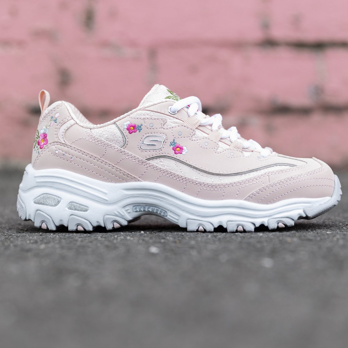 skechers bright blossoms white