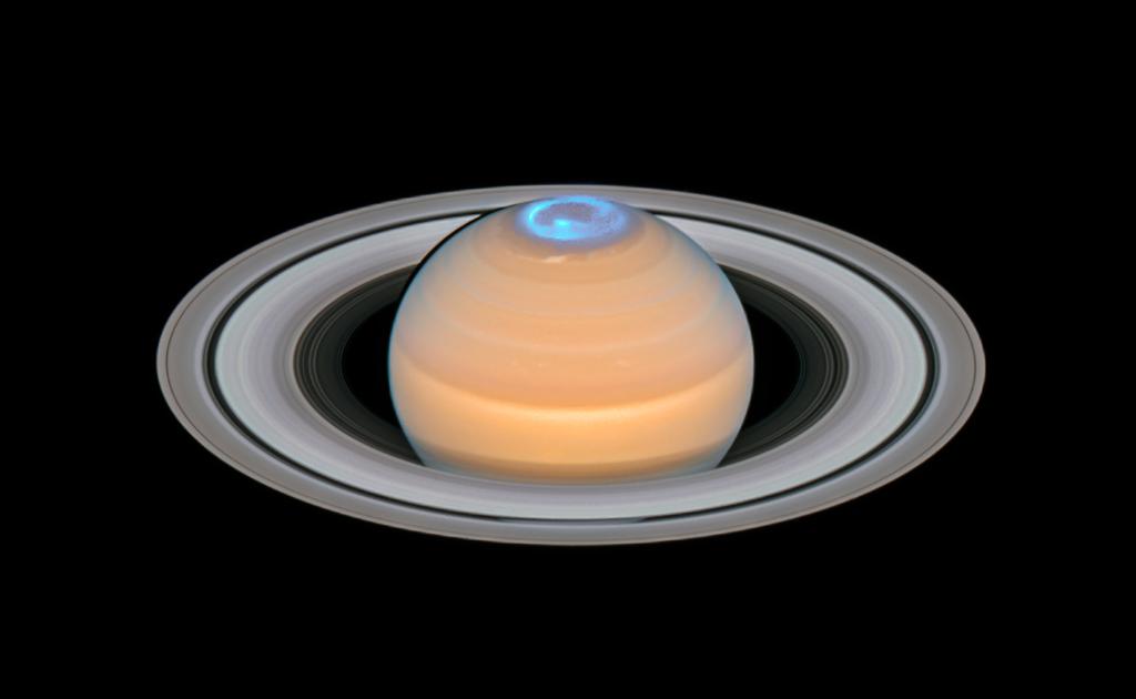 NASAHubble's tweet photo. Hubble has taken a series of images featuring the fluttering auroras at the north pole of #Saturn. The observations were taken in ultraviolet light &amp; the resulting images provide the most comprehensive picture so far of Saturn’s northern aurora: https://t.co/ck3H4LBkW2 https://t.co/UsbW4Yoq5z