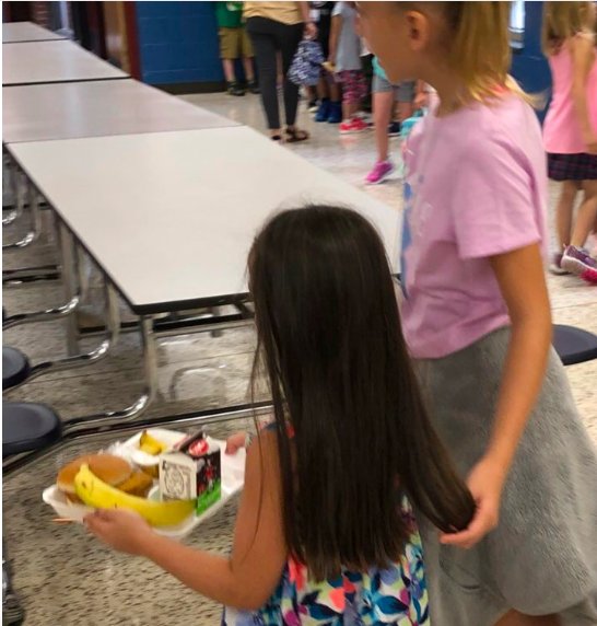 KathyPowellke's tweet photo. Mrs. Moeller's 5th grade helping Kindergarten at lunch.  @CGE_Principal #cgeSOARS https://t.co/KR7jIHniNd