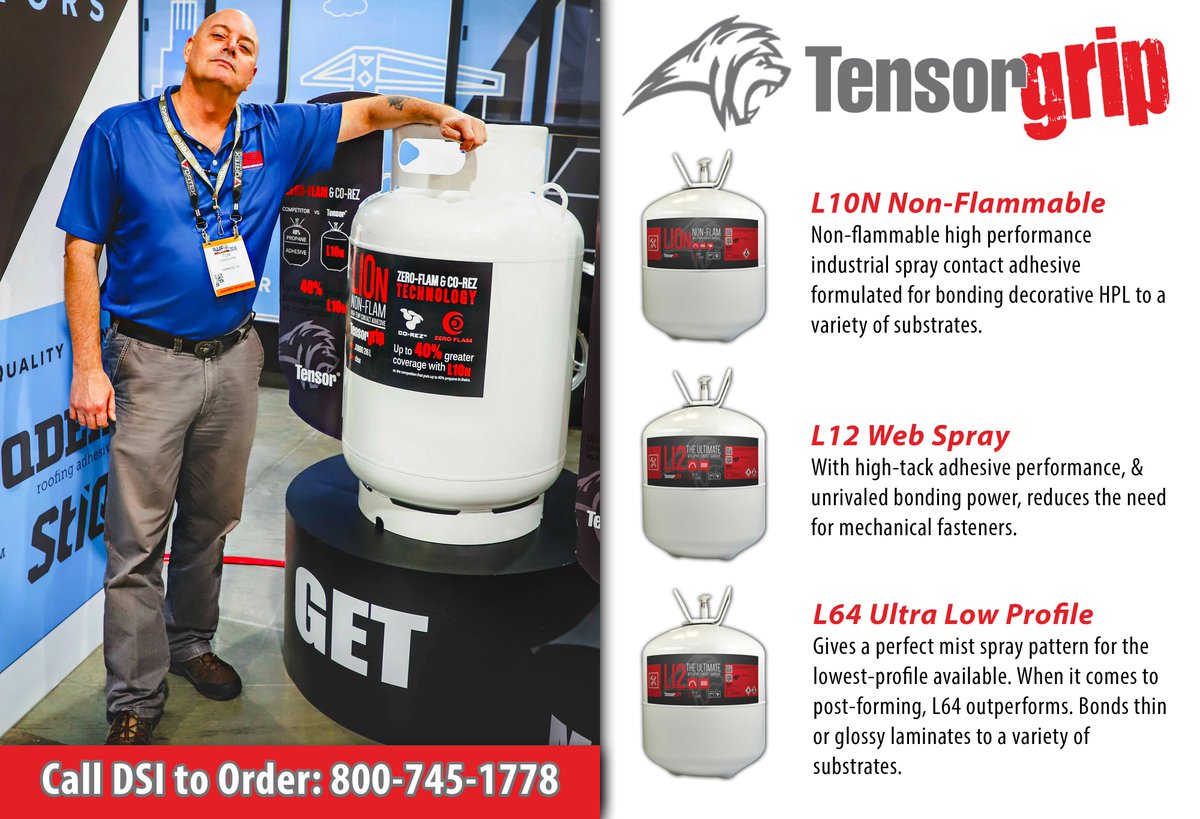 dsi_service's tweet image. Tired of losing 30% to 40% of your contact adhesive due to over-spray? TensorGrip® canisters provide a better yield and sq. ft. coverage than other adhesive spray systems. See more at distributorserviceinc.com/DSI-TensorGrip… #TensorGrip #ContactAdhesive #DSI