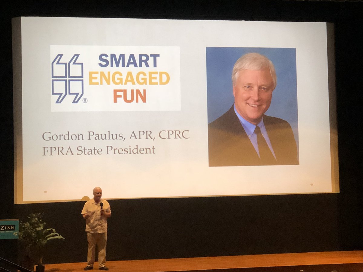 chrisgent's tweet photo. .@FPRA 2018-19 state president @gordonpaulus shares his vision for the next year: Smart. Engaged. Fun. @FPRAOrlando #smartengagedfun #fpra #ThisIsOrlando https://t.co/CK8QlbyS4Y
